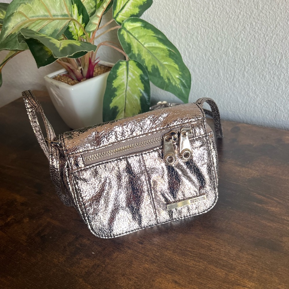 Kenneth Cole Reaction Metallic Silver Mini Crossbody Bag